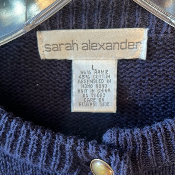 Sarah Alexander Vintage SzL Cotton Ramie Old Money Tartan Plaid Cardigan Sweater - Picture 3 of 7